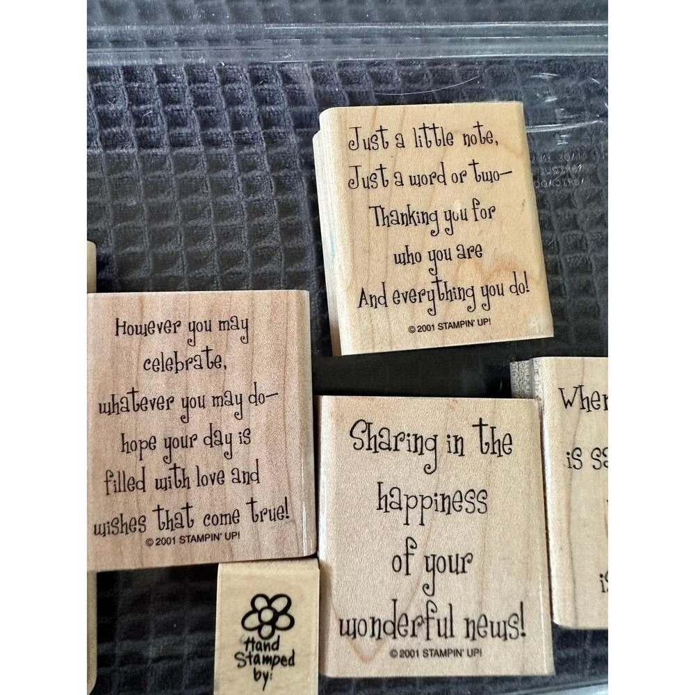 2001 Stampin Up! 6 Block Stamping Kit VTG Get Well Sharing Happiness Etc.